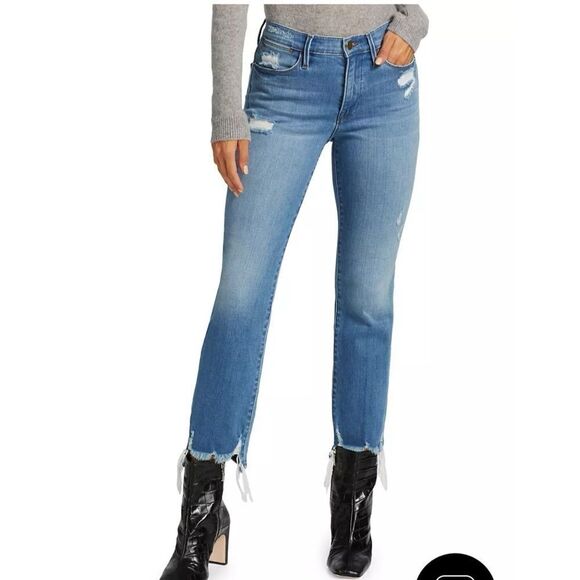 Frame
Le High High-Rise Distressed Stretch Straight-Leg Jeans size 27 - Picture 2 of 7